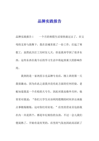 品牌实践报告