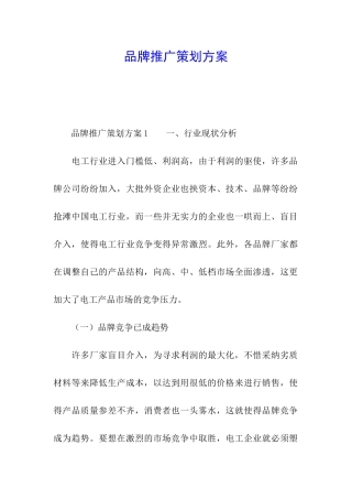 品牌推广策划方案