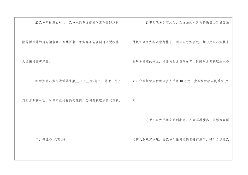 品牌服装代理合同4篇_第2页
