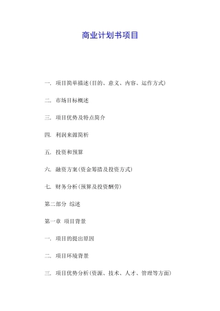 商业计划书项目