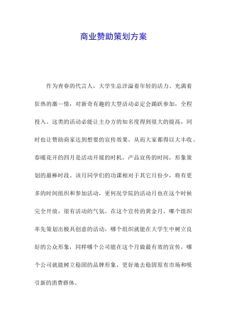 商业赞助策划方案