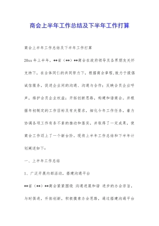 商会上半年工作总结及下半年工作打算-