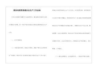 商务局商贸流通安全生产工作总结
