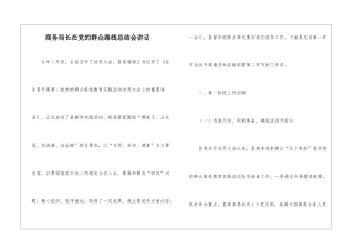 商务局长在党的群众路线总结会讲话