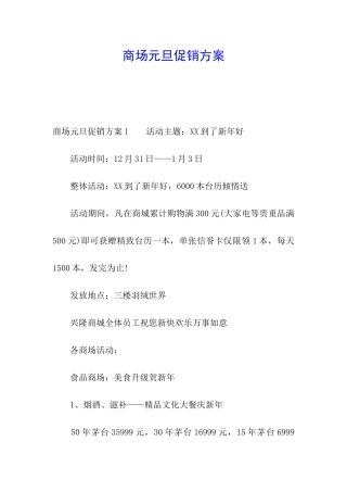 商场元旦促销方案