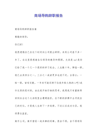 商场导购辞职报告-