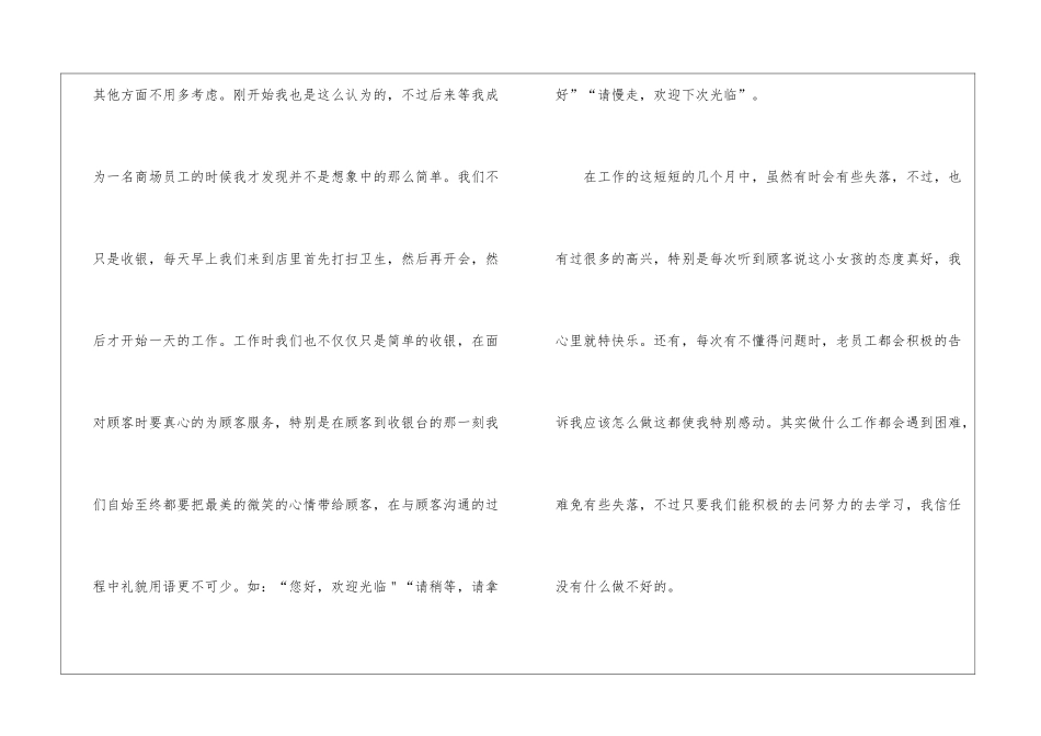 商场收银员试用期工作总结_第2页