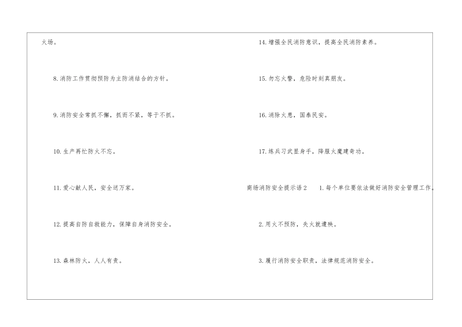 商场消防安全提示语_第2页