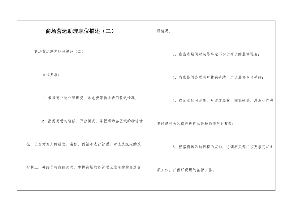 商场营运助理职位描述--_第1页