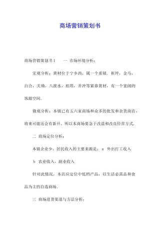 商场营销策划书