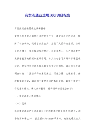 商贸流通业发展现状调研报告-