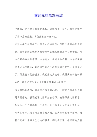 喜迎元旦活动总结-