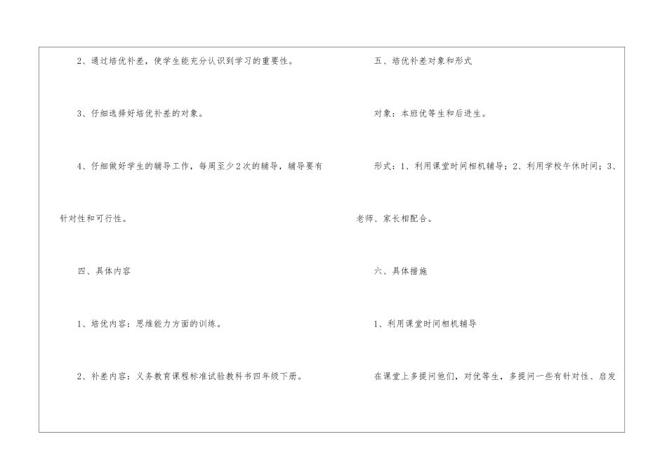 四年级数学培优辅差工作计划(精选4篇)_第3页