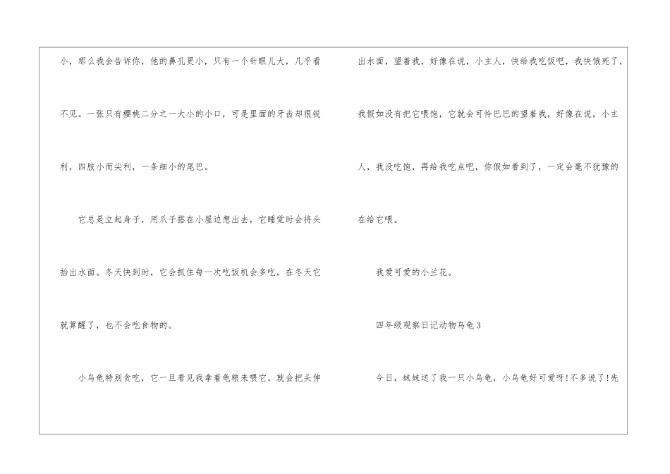 四年级观察日记作文动物乌龟_第3页