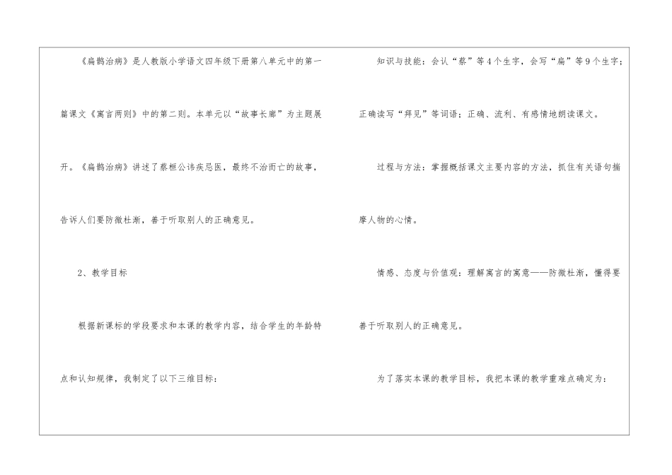 四年级语文《扁鹊治病》说课稿_第2页