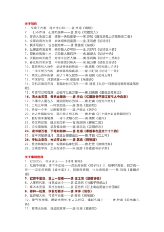 初中语文古诗名句分类集锦（共230句）