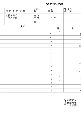 通风空调系统调试记录(主楼新风机)