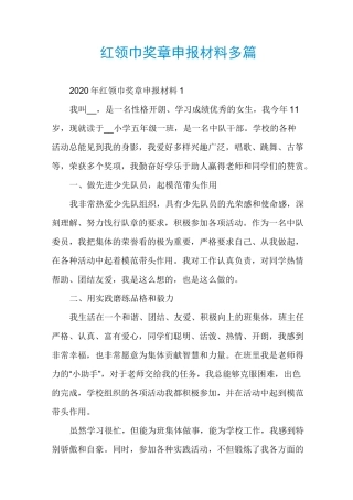 红领巾奖章申报材料多篇