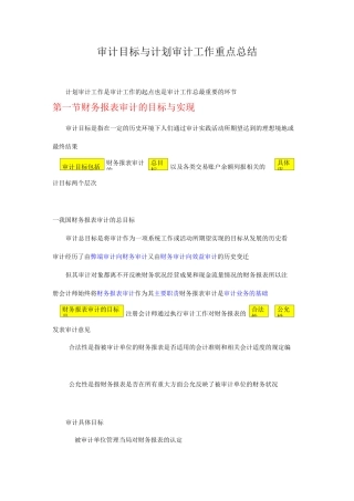 审计目标与计划审计工作重点总结