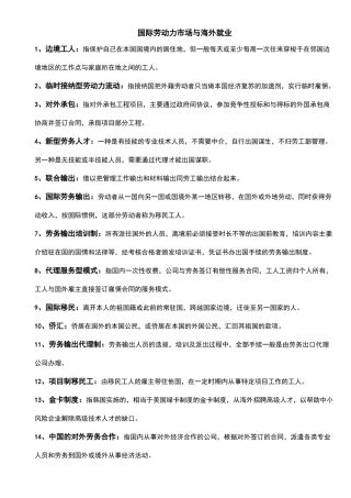 11470国际劳动力市场与海外就业