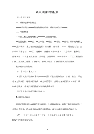 投资的新建项目风险评估报告