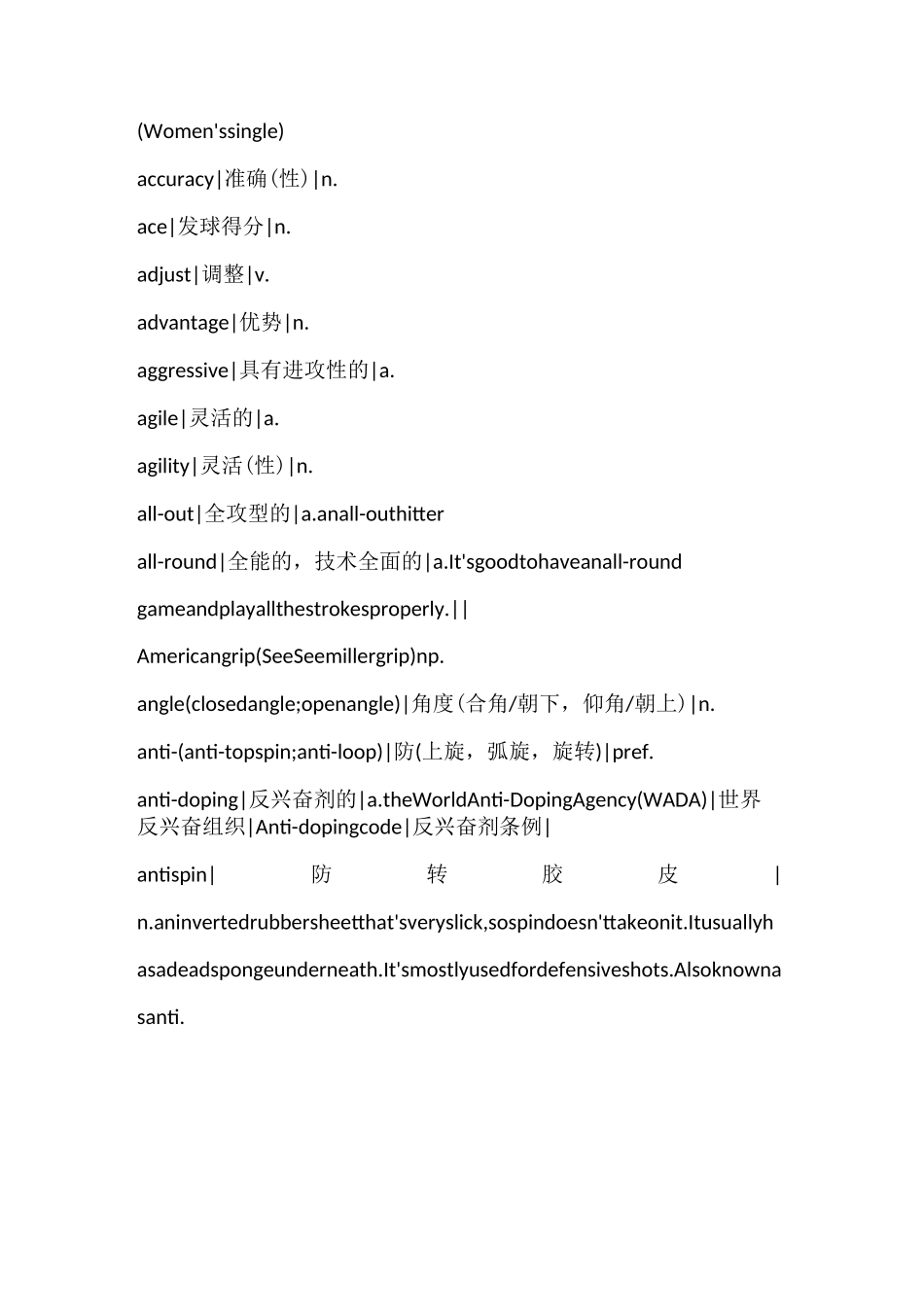 乒乓球 英语词汇_第3页