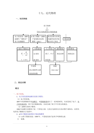 高考物理知识大全 十九：近代物理