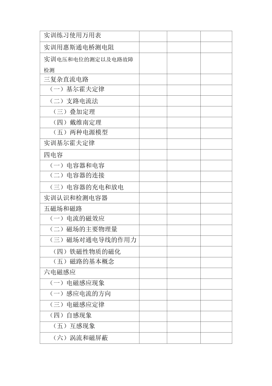 电工技术基础与技能教学大纲分解_第3页