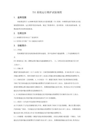 TSI系统运行维护试验规程