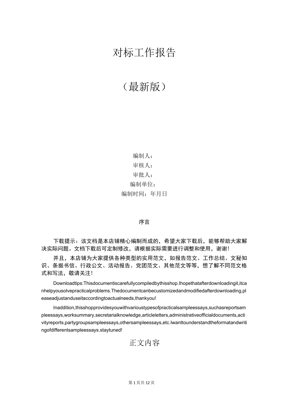 对标工作报告_第1页