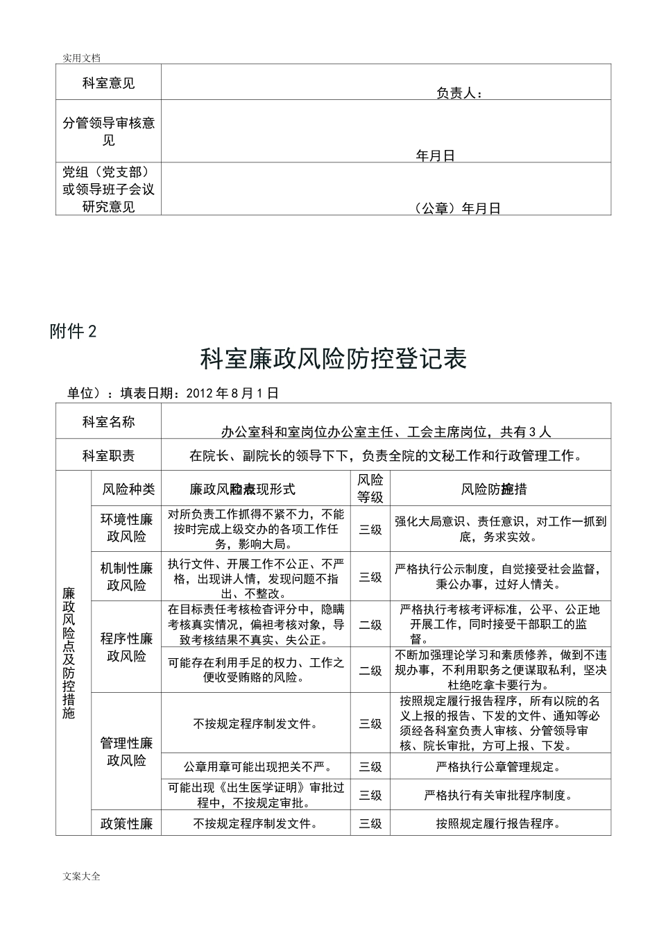 卫生院廉政风险防控登记表_第3页