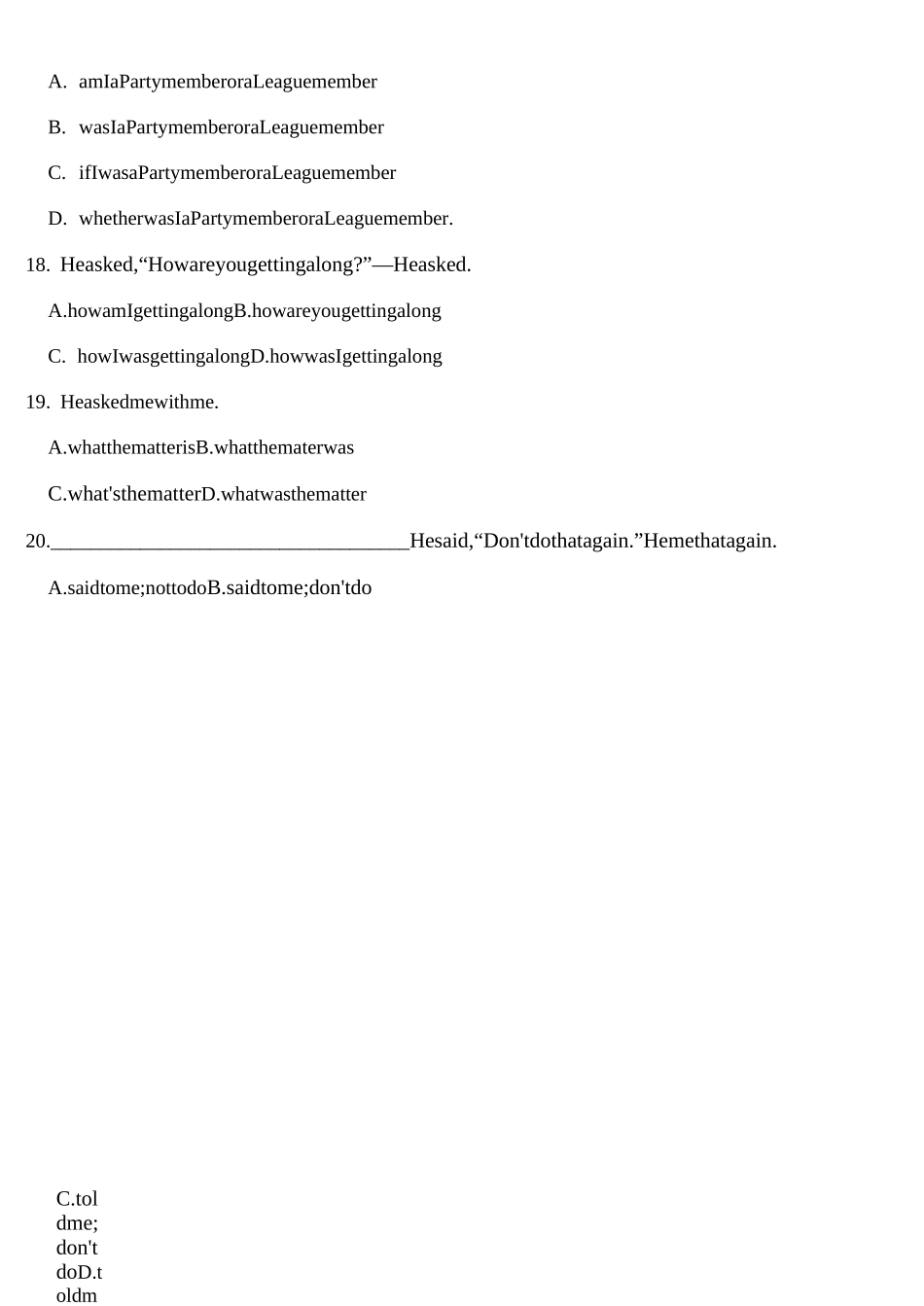 高一英语必修一Unit_1直接引语和间接引语练习_第3页