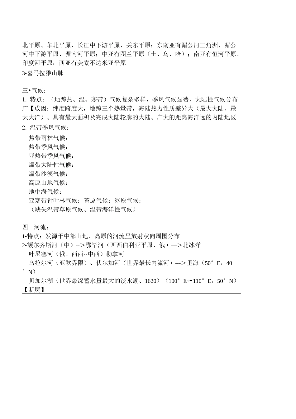 高中区域地理--亚洲知识点整理_第2页