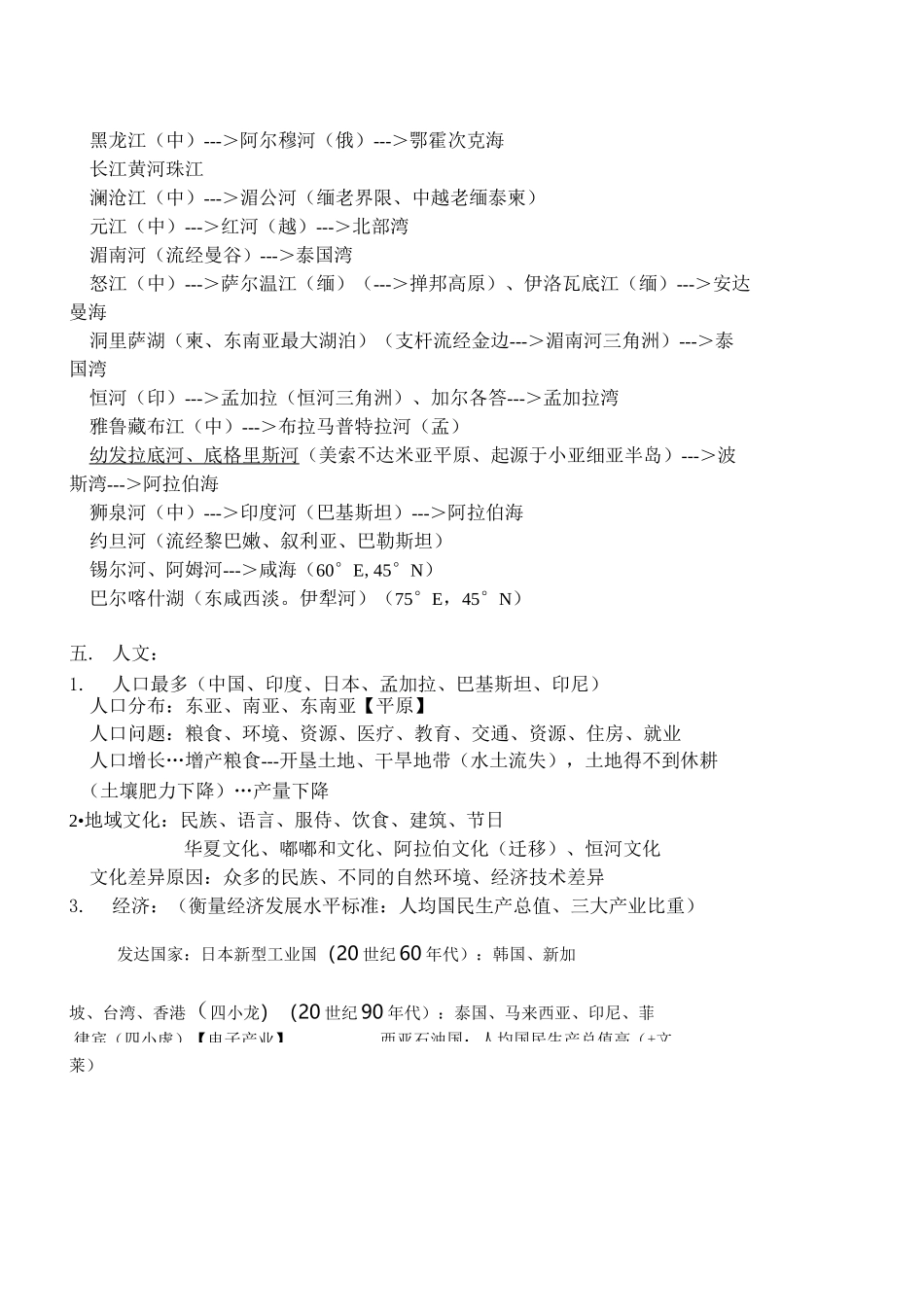 高中区域地理--亚洲知识点整理_第3页