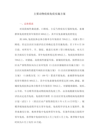 主要动物疫病免疫实施方案