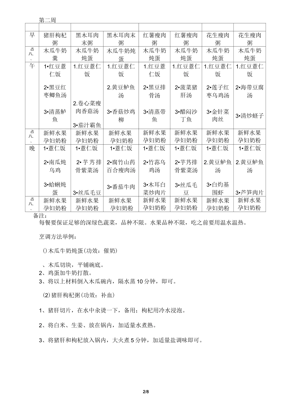 月子餐食谱表_第2页
