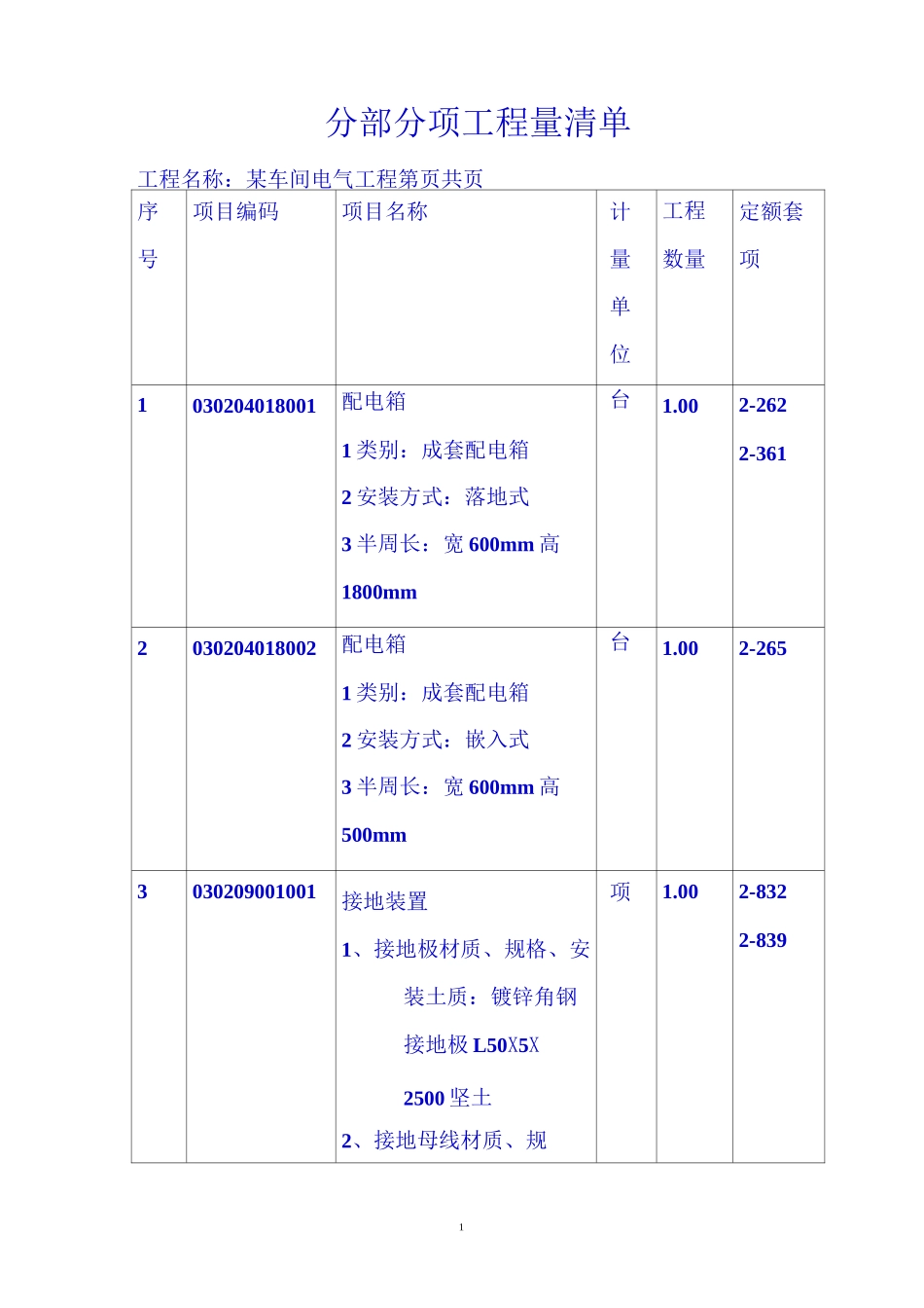工程量清单电气_第1页