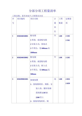 工程量清单电气