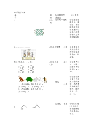 小学一年级数学上册题库及设计意图