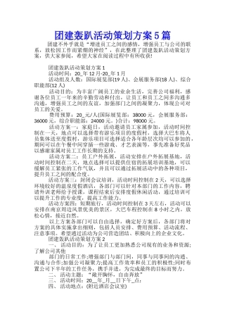 团建轰趴活动策划方案5篇