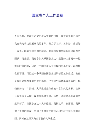 团支书个人工作总结