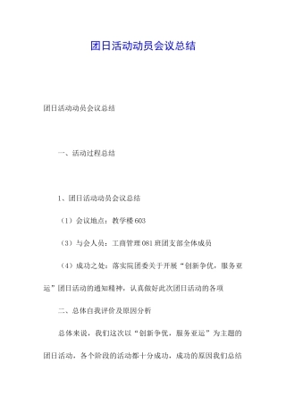 团日活动动员会议总结
