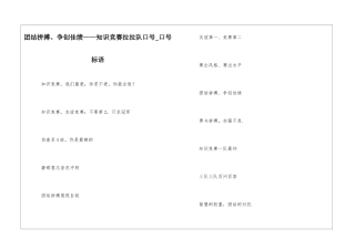 团结拼搏、争创佳绩——知识竞赛拉拉队口号-口号标语