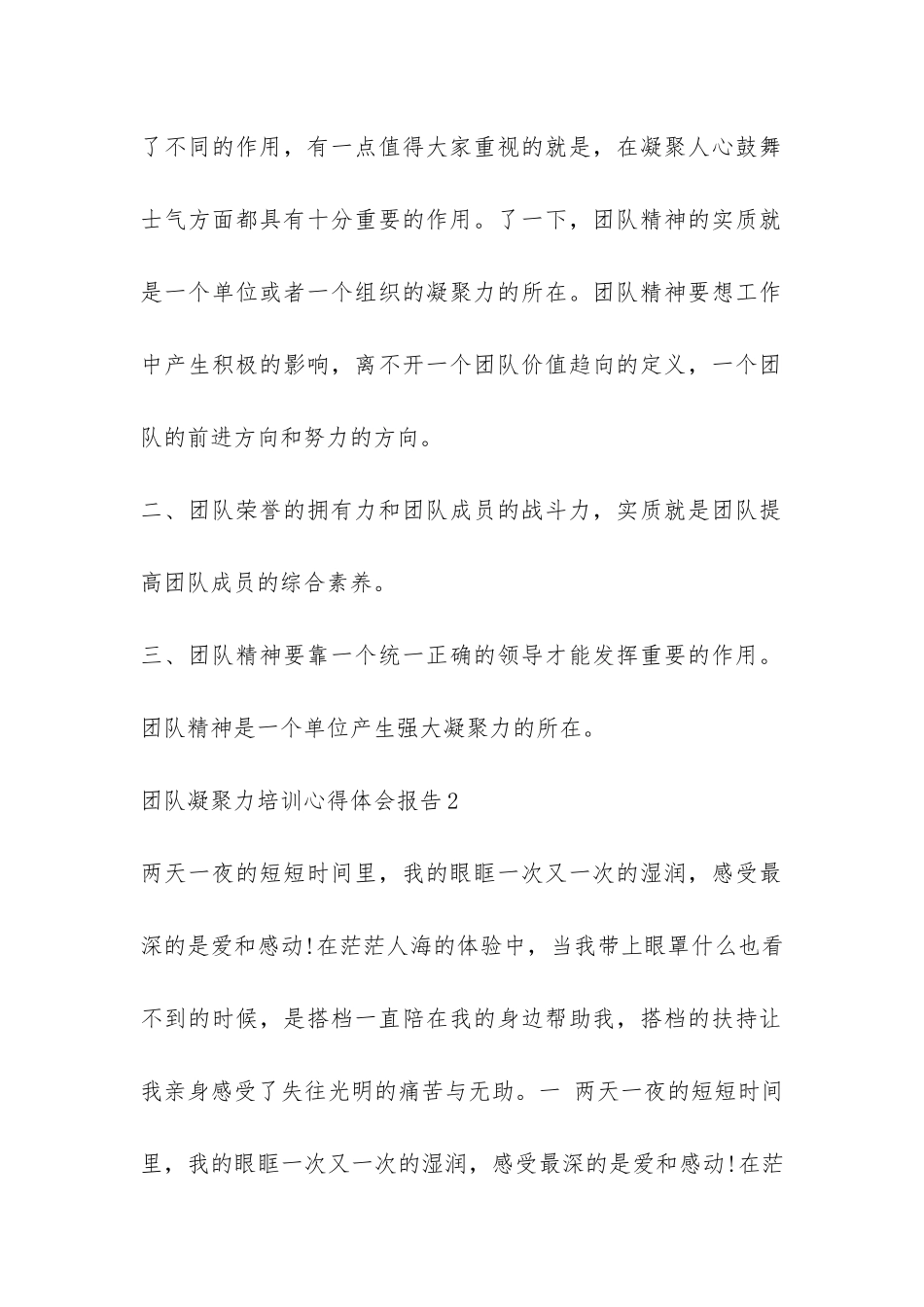 团队凝聚力培训心得体会报告-_第2页