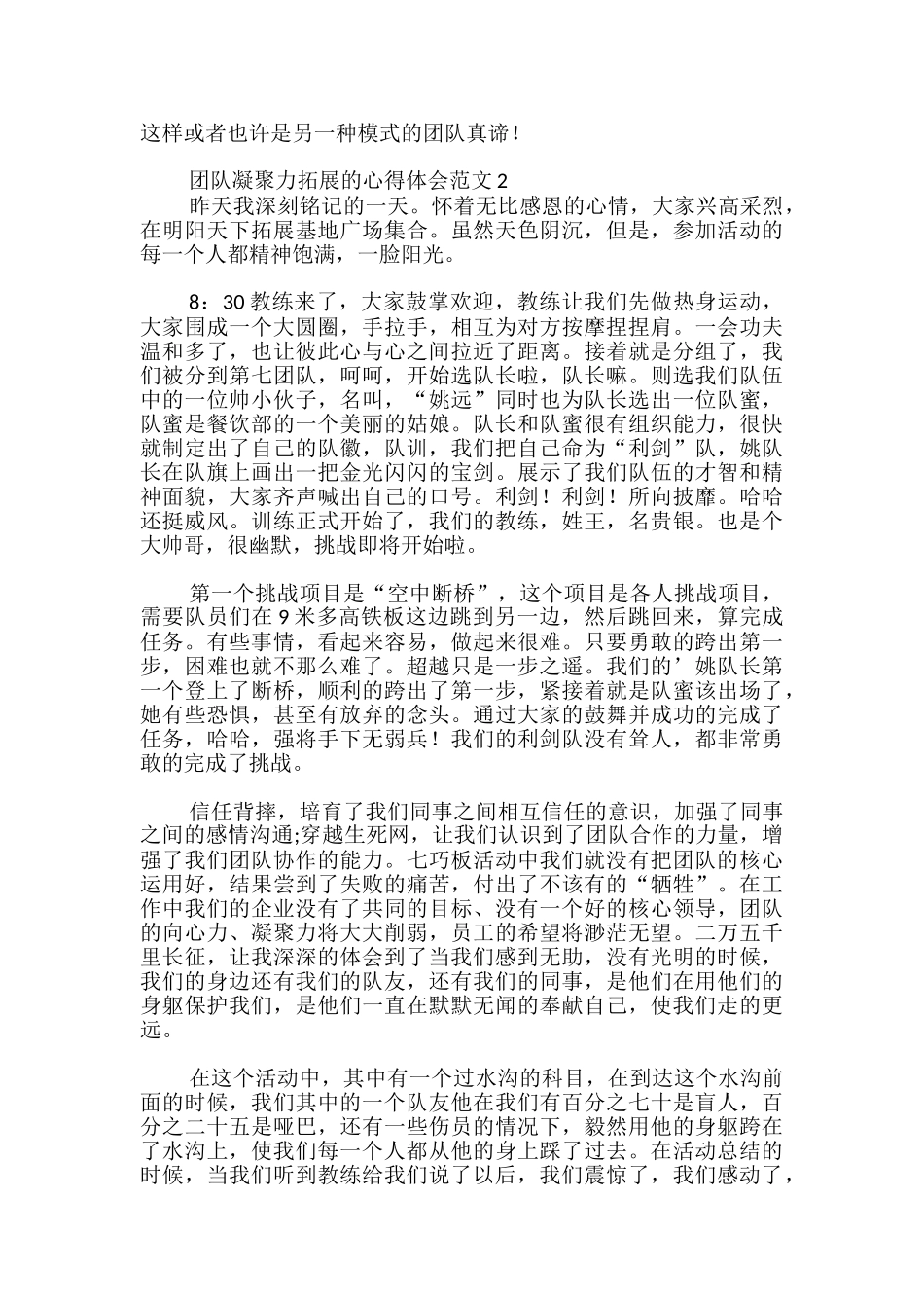 团队凝聚力拓展的心得体会_第2页
