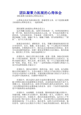 团队凝聚力拓展的心得体会