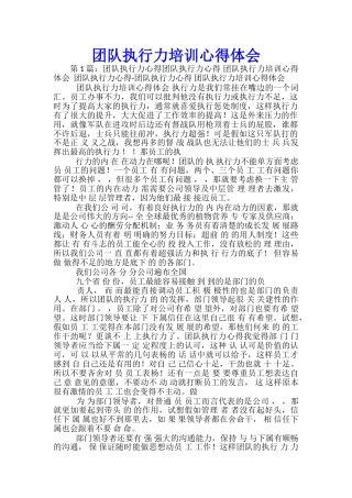 团队执行力培训心得体会