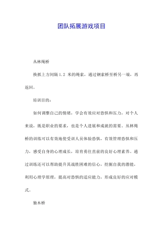 团队拓展游戏项目