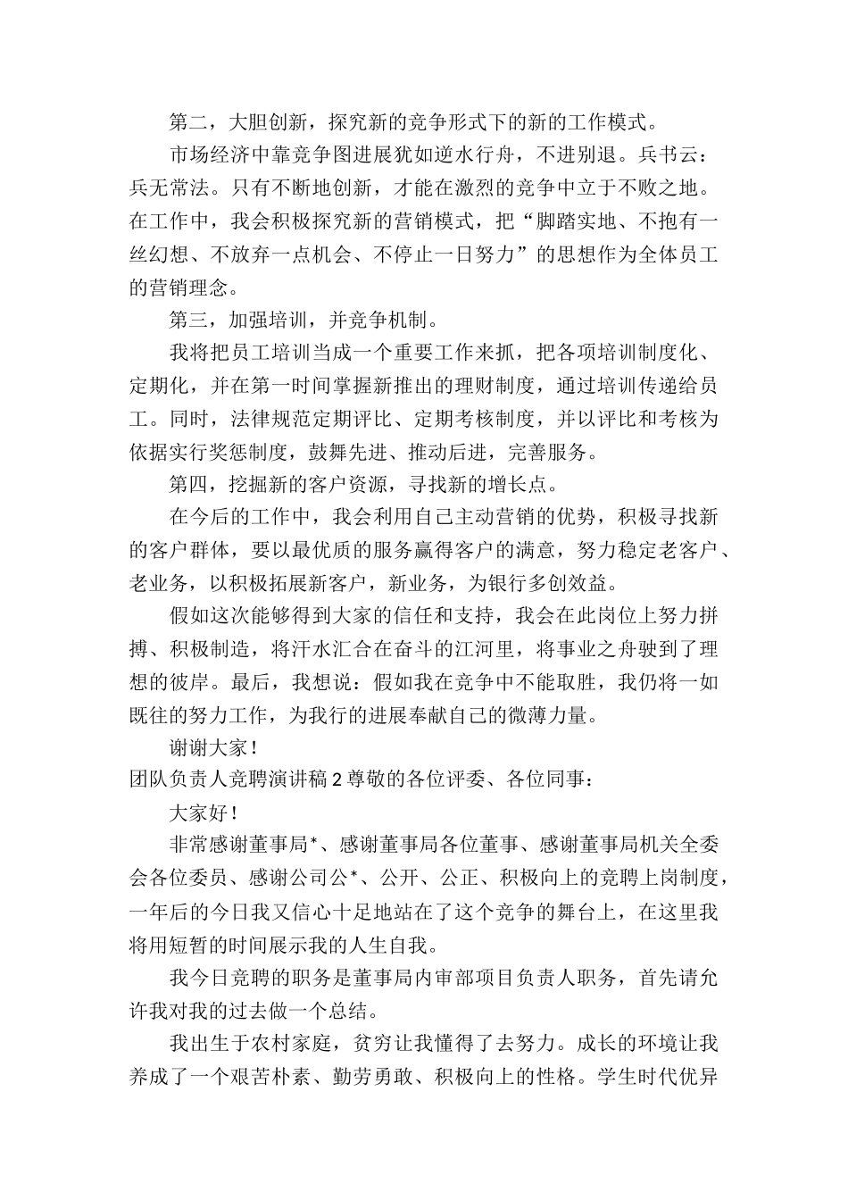 团队负责人竞聘演讲稿5篇_第2页