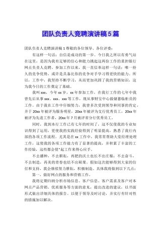 团队负责人竞聘演讲稿5篇